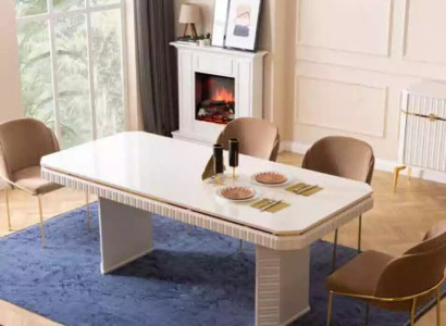 Esszimmer Esstisch 6x Stuhl beige Garnitur Set 7tlg Luxus Holz Möbel